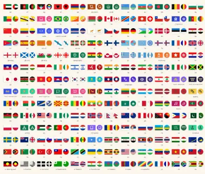 Sheet of rounded sticker flags and subject badges