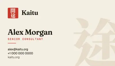 Kaitu press kit: Kaitu business card (paper, front)
