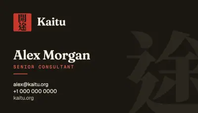 Kaitu press kit: Kaitu business card (ink, front)